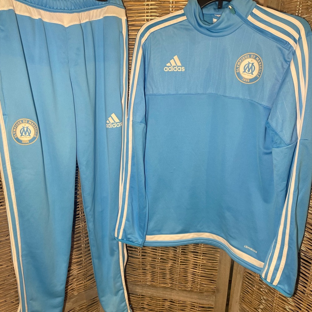 2015 Adidas Tracksuit - Light Blue Olympique de Marseille - size Small